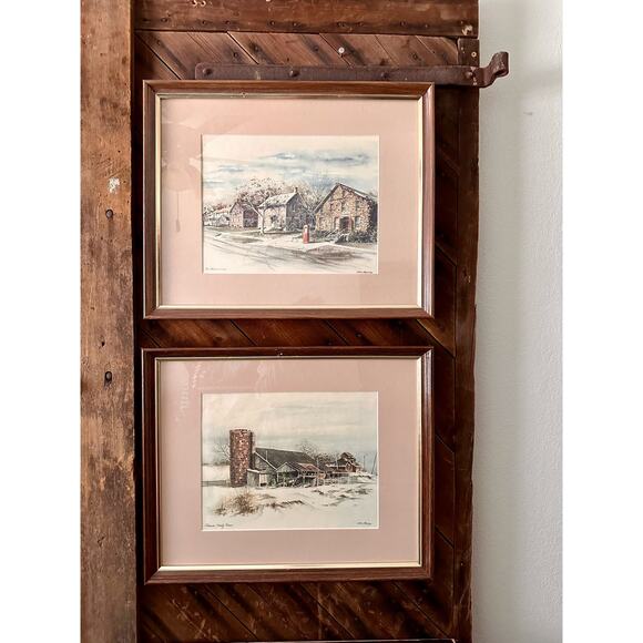 Watercolor Prints By Stan Haring, Iowa “The Amana’s” & “Johnson County Farm” - Picture 1 of 8